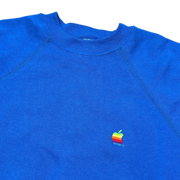 Vintage 90s Apple Macintosh Mac Embroidered Rainbow Logo Sweatshirt Mens Medium - Picture 2 of 6
